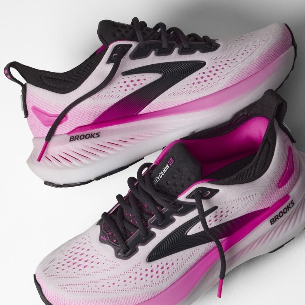 BROOKS GLYCERIN 23 | WOMEN'S | COLOR: WHITE-PHANTOM-CYBER PINK | WIDTH MEDIUM B - Picture 4 of 8
